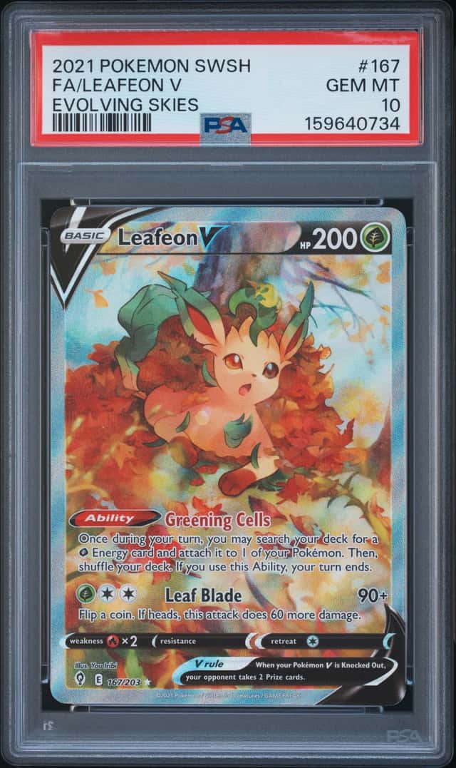2021 Pokemon SWSH Evolving Skies Leafeon V Full Art Ultra Rare #167/203 PSA 10