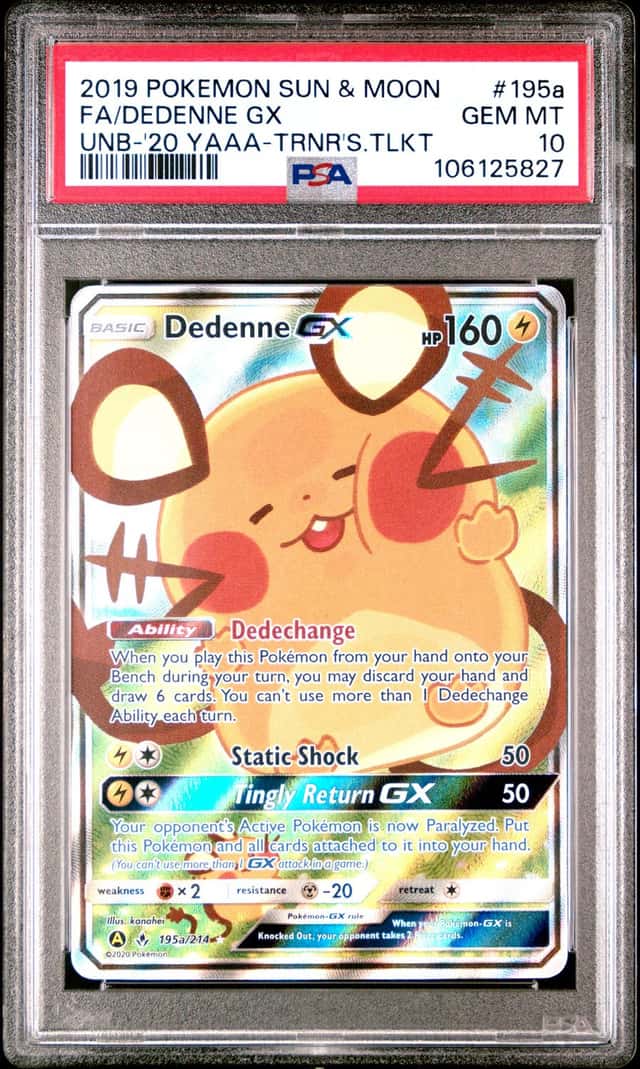 Pokemon Dedenne Gx Unbroken Bonds 195A/214 2020 Alt Art Trainer's Toolkit PSA 10