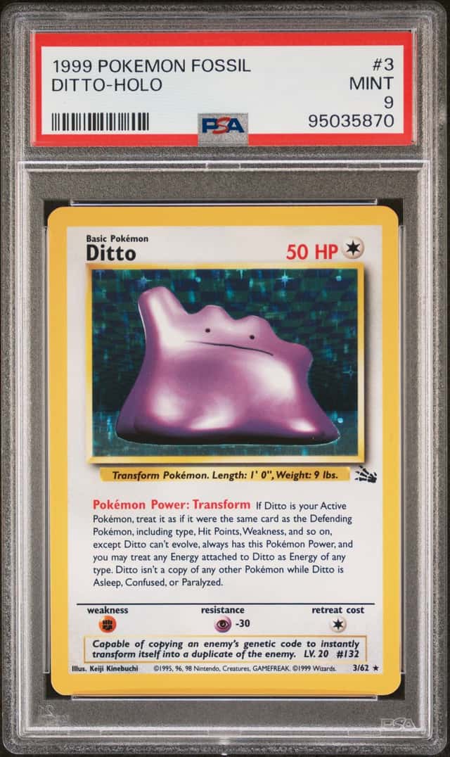 Ditto Holo 3/62 Fossil 1999 PSA 9 Mint Pokemon Card