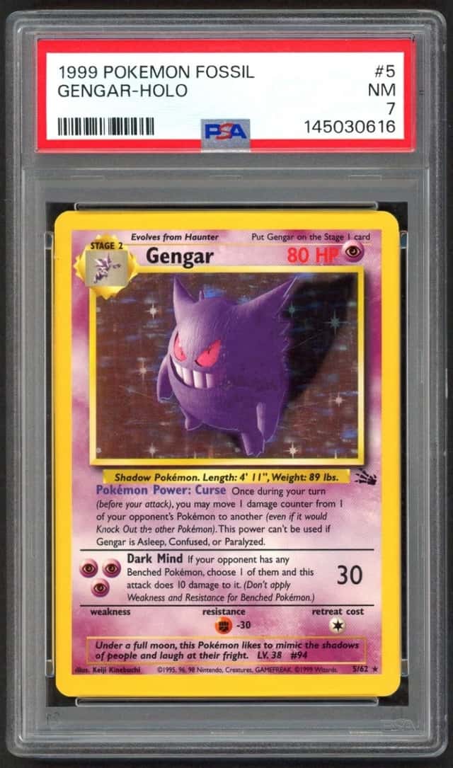 Pokemon Card - PSA 7 Gengar 5/62 - Fossil Set Holo - NM - PSA7