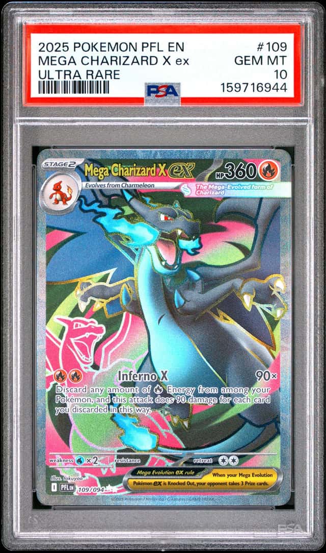 2025 Pokemon Phantasmal Flames Mega Charizard X ex Ultra Rare #109/094 PSA 10
