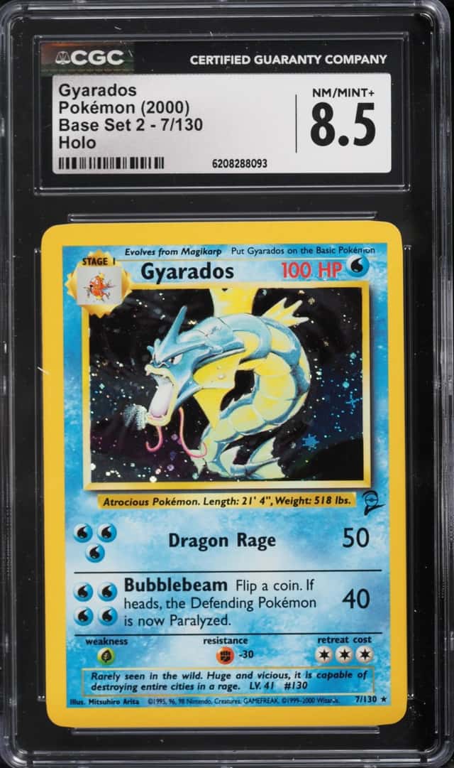2000 Pokemon Base Set 2 Holo Gyarados #7 CGC 8.5 NM-MT+