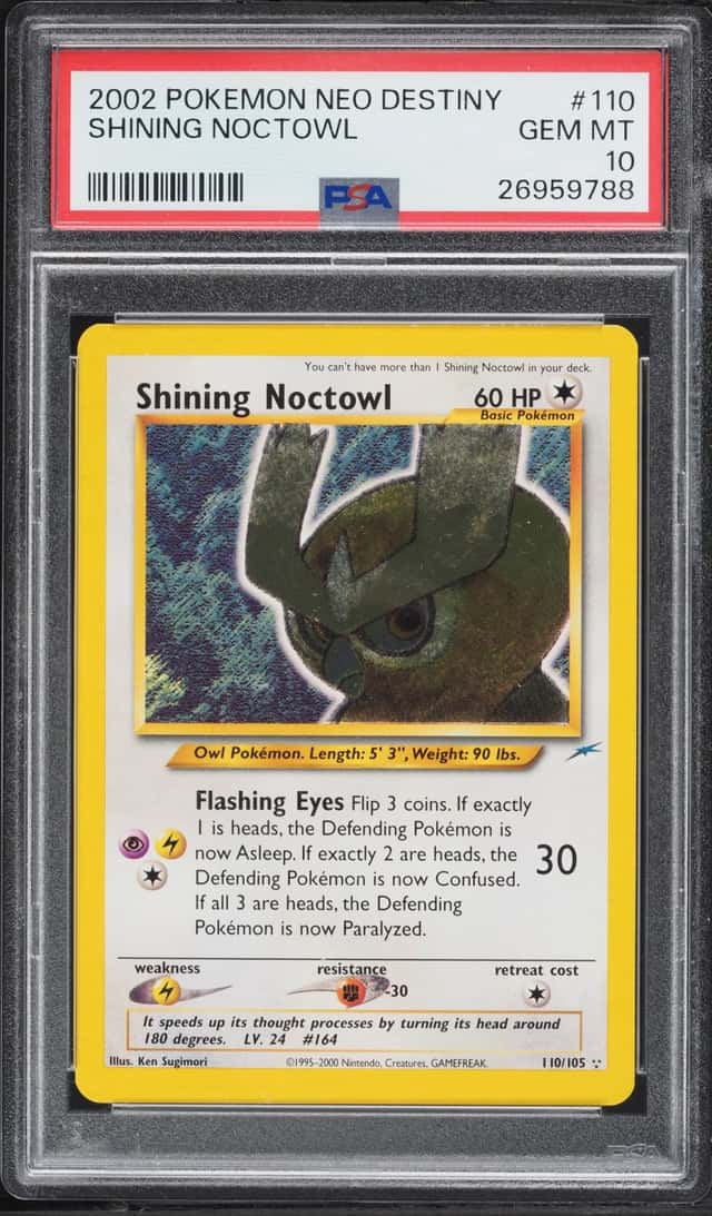 2002 Pokemon Neo Destiny Shining Noctowl #110 PSA 10 GEM MINT