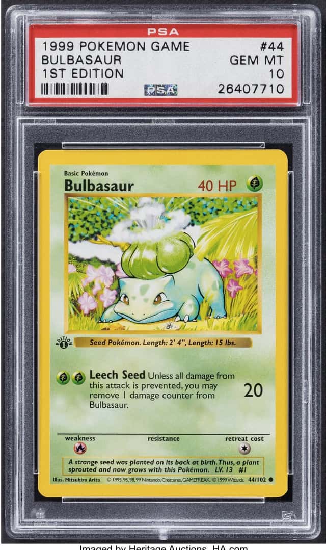 Pokémon Bulbasaur 44 1st Edition Base Set PSA Trading...