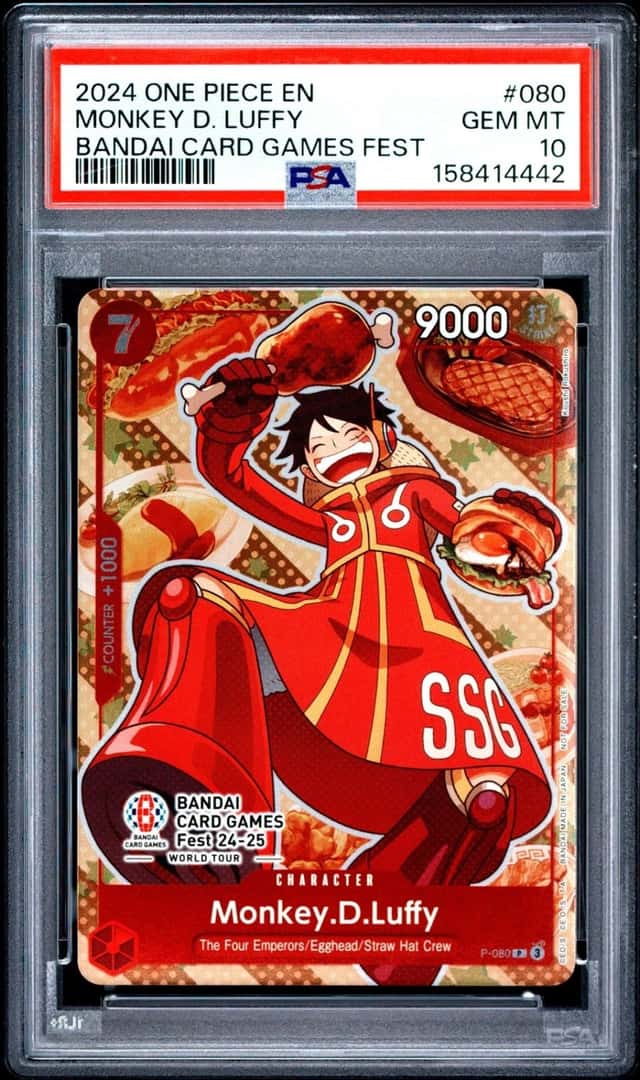 2024 ONE PIECE PROMOS BANDAI CARD GAMES FEST #080 MONKEY D. LUFFY PSA 10