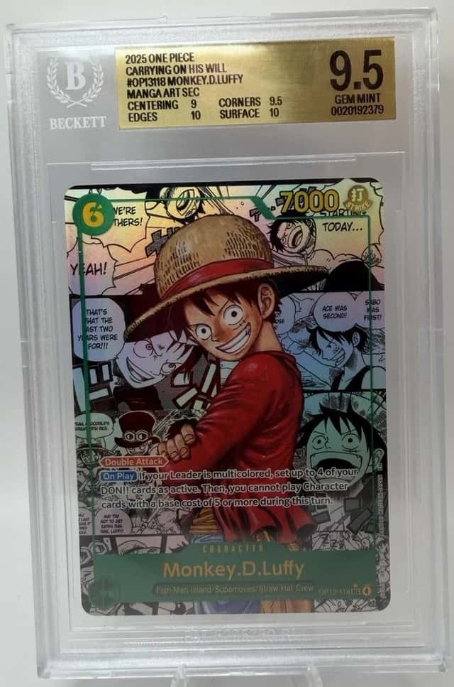 Bandai One Piece Carrying on His Will Monkey.D.Luffy SEC Foil Manga Art BGS 9.5…
