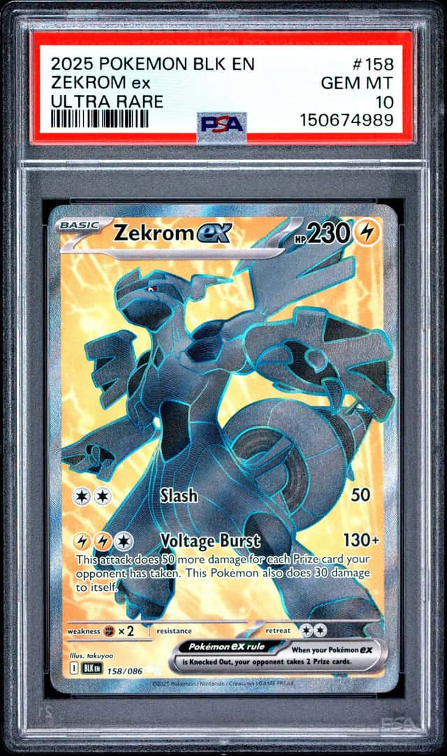 2025 POKEMON BLK EN-BLACK BOLT ULTRA RARE #158 ZEKROM EX PSA 10
