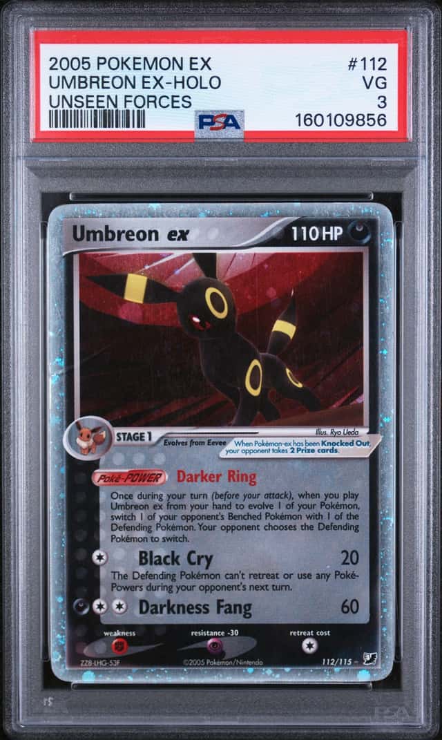 UMBREON EX 2005 POKEMON EX UNSEEN FORCES RARE HOLO #112 PSA 3 