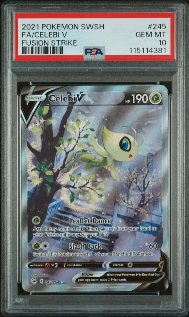 2021 Pokemon SWSH Fusion Strike Celebi V Full Art #245/264 PSA 10 GEM MINT