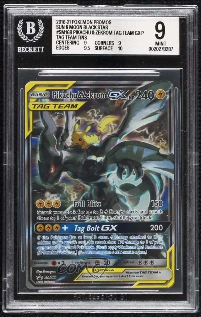 Pikachu & Zekrom GX Full Art Holo Pokemon SM Black Star Promo #SM168 BGS 9 MINT