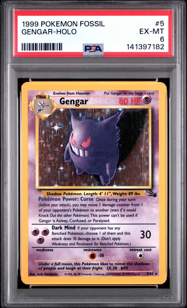 141397182 Gengar 1999 Pokemon Fossil #5 Holo PSA 6