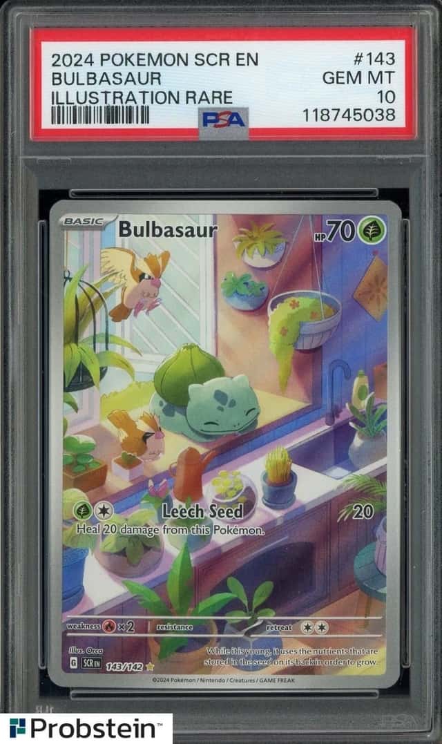 2024 Pokemon SCR EN #143 Bulbasaur Illustration Rare PSA 10 GEM MINT