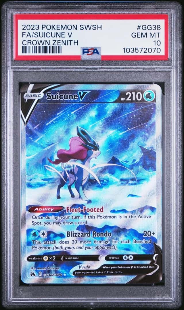 2023 POKEMON SWORD & SHIELD CROWN ZENITH #GG38 FULL ART/SUICUNE V PSA 10