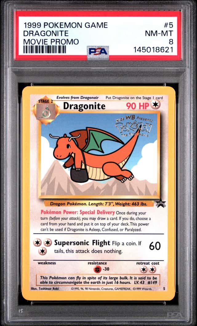 Pokemon Dragonite WB Movie Promo 5/102 DAMAGED SLAB PSA 8