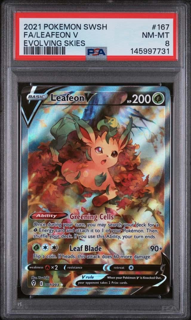 Pokemon Leafeon V Evolving Skies Full Alt Art 167/203 PSA 8