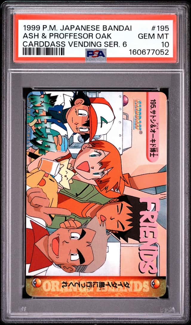 PSA 10 2026 CERT ASH & PROFESSOR OAK 1999 POKEMON JPN BANDAI CARDDASS #195