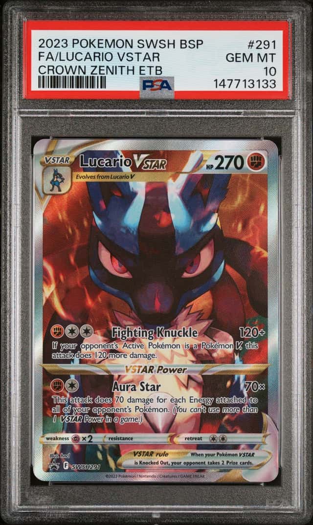 Pokemon Lucario Vstar Swsh Black Star Promo 291/159 Crown Zenith ETB PSA 10
