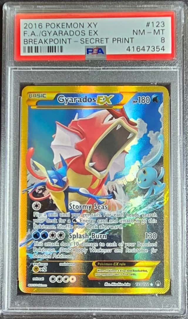 PSA 8 Gyarados EX #123 Pokémon XY 2016 Breakpoint Secret Print Full Art