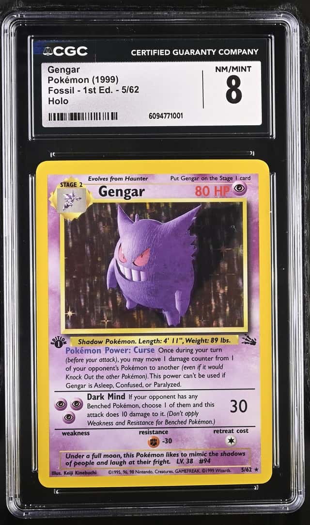 Pokémon Gengar 1999 Fossil - 1st Ed. 5/62 Holo CGC 8