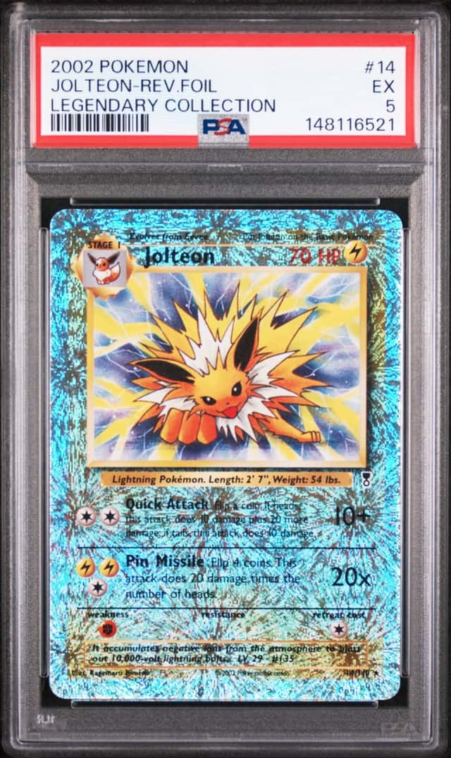 148116521 Jolteon 2002 Pokemon Legendary #14 Reverse Holo PSA 5