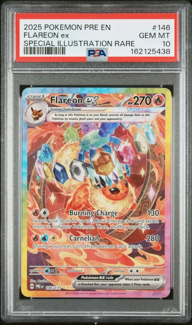 2025 POKEMON PRISMATIC EVOLUTIONS SPECIAL ILLUSTRATION RARE FLAREON EX PSA 10