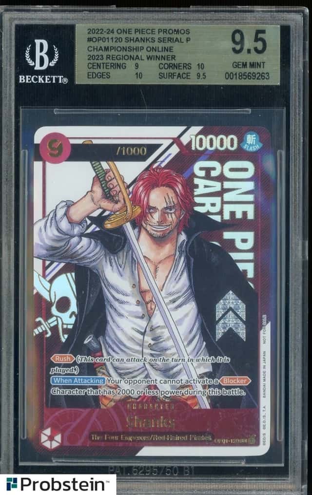 2022-24 One Piece OP01120 Shanks Serial Regional Winner Missing Serial # BGS 9.5