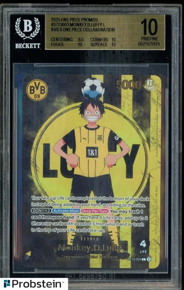 2025 ONE PIECE PROMOS BVB X ONE PIECE MATCH DAY 2025 #003 MONKEY D. LUFFY BGS 10