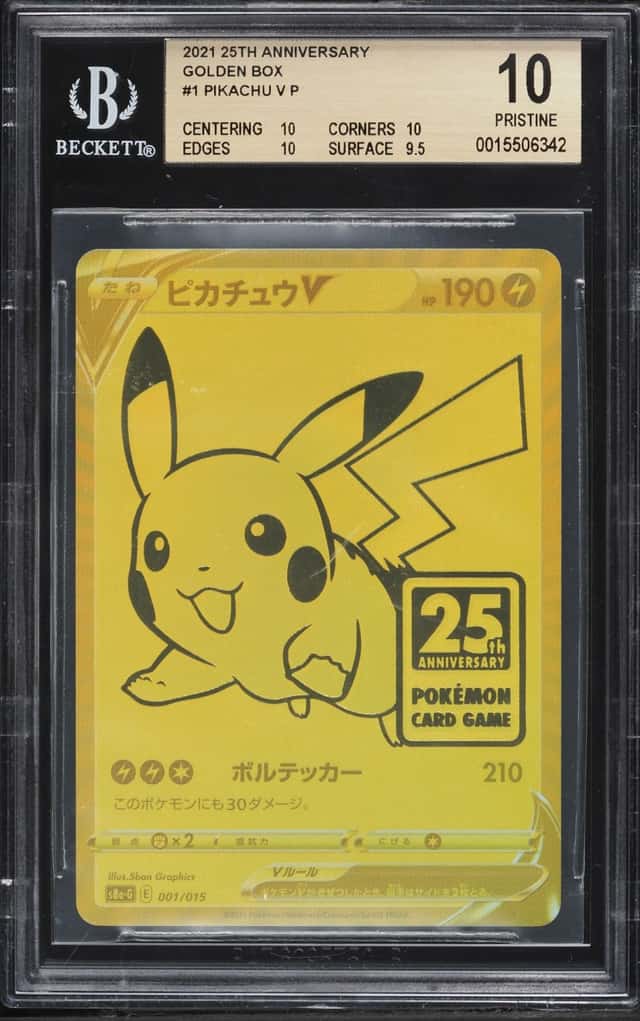 2021 Pokemon Japanese SWSH 25th Anniversary Golden Box Full Art Pikachu V #1 BGS 10 PRISTINE