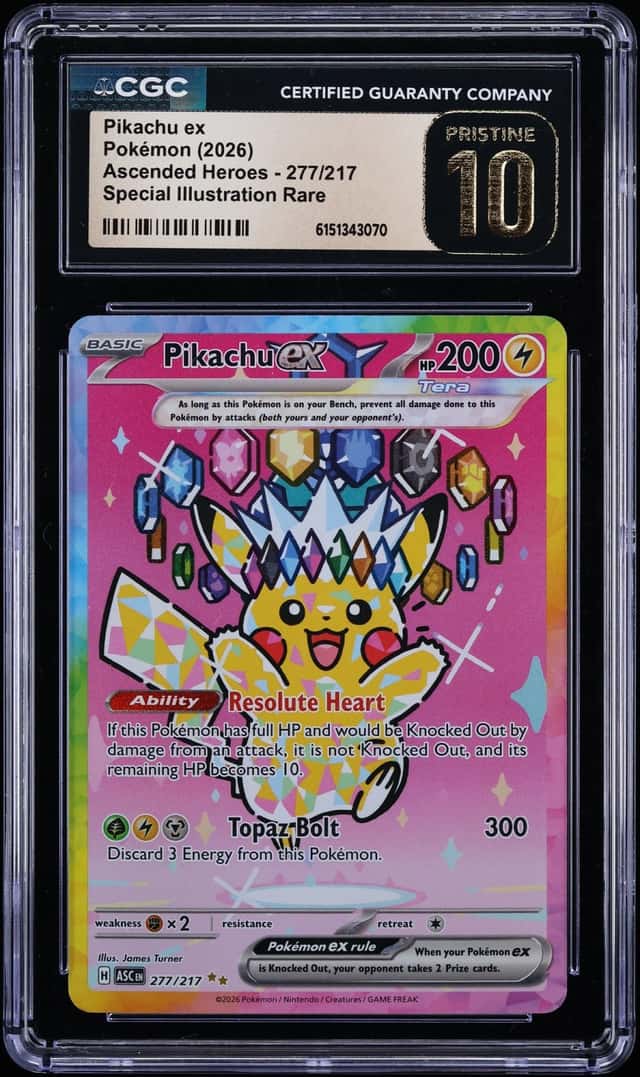 2026 Pokemon Mega Evolution Ascended Heroes SIR Pikachu Ex #277 CGC 10 PRISTINE
