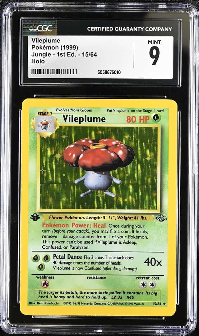 1999 Pokemon Jungle 1st Edition Holo Vileplume #15 CGC 9 MINT