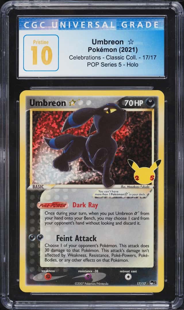 2021 Pokemon SWSH Celebrations Classic Collection Holo Umbreon Gold Star #17 CGC 10 PRISTINE