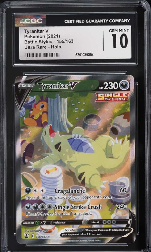 2021 Pokemon Sword & Shield Battle Styles Full Art Tyranitar V #155 CGC 10 GEM MINT