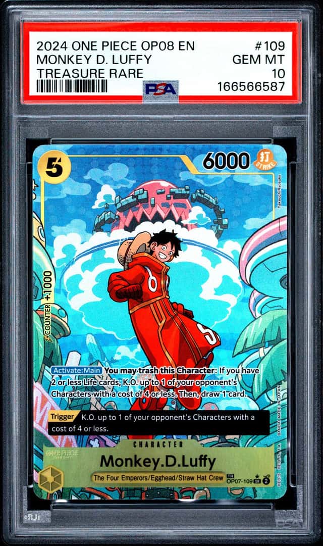 One Piece OP08 Monkey D Luffy Treasure Rare #109 PSA 10 GEM MINT