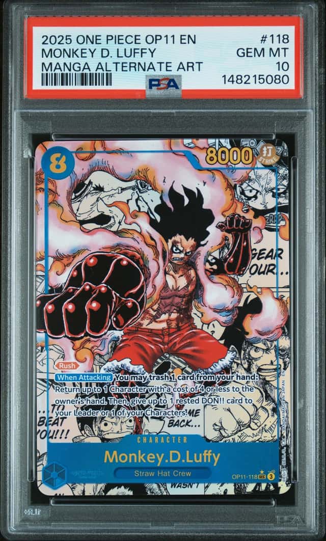 2025 One Piece Monkey D. Luffy Secret Rare Alt Art Manga #OP11-118 PSA 10