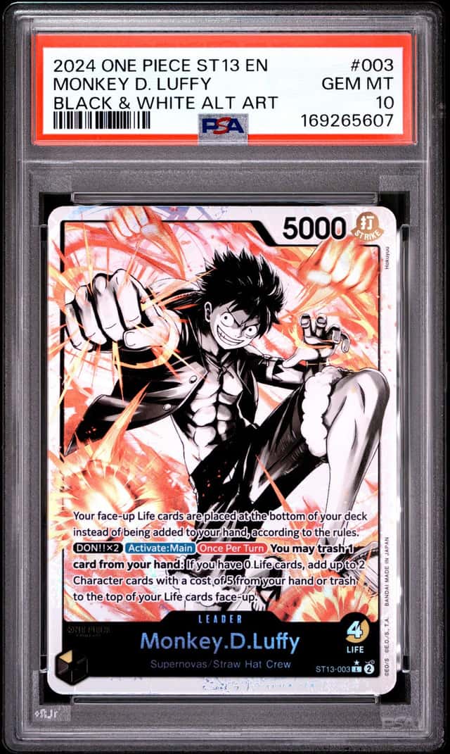 2024 ONE PIECE ULTRA DECK ST13-BLACK & WHITE ALT ART #003 MONKEY D. LUFFY PSA 10