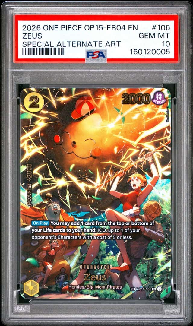 ZEUS Special Alt Art OP15-EB04 Card #106 PSA 10 GEM 2026 One Piece Kami’s Island