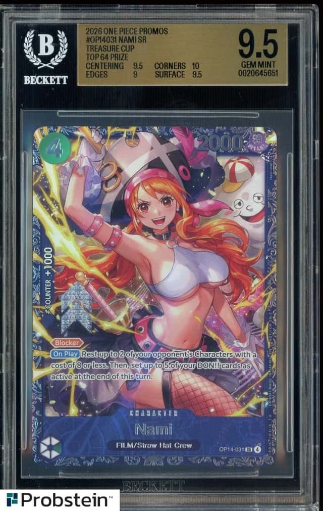 2026 One Piece Promos OP14031 Nami SR Treasure Cup Top 64 Prize BGS 9.5