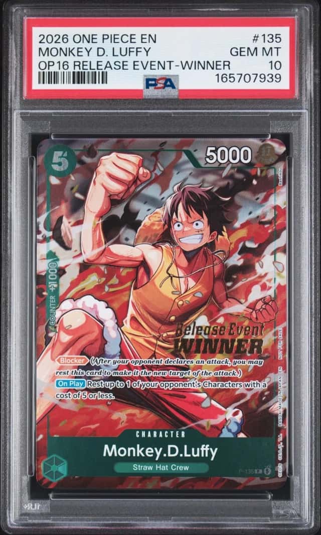 2026 ONE PIECE TIME OF BATTLE RELEASE EVENT-WINNER #135 MONKEY D. LUFFY PSA 10