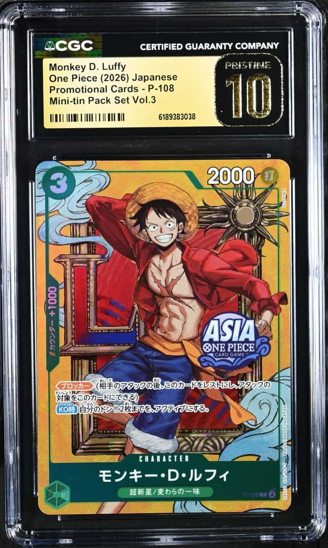 One Piece CGC 10 PRISTINE Monkey D. Luffy Promo 2026 P-108 Mini-tin Pack JPN