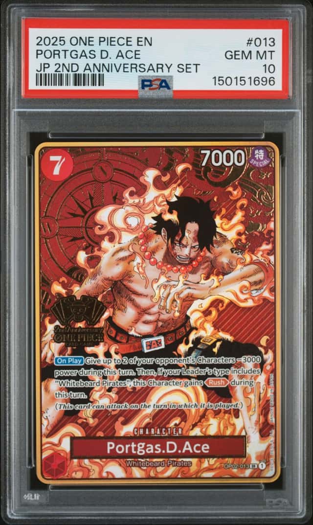 2022 One Piece Japanese 2nd Ann Portgas.D.Ace Super Rare #OP02-013 PSA 10