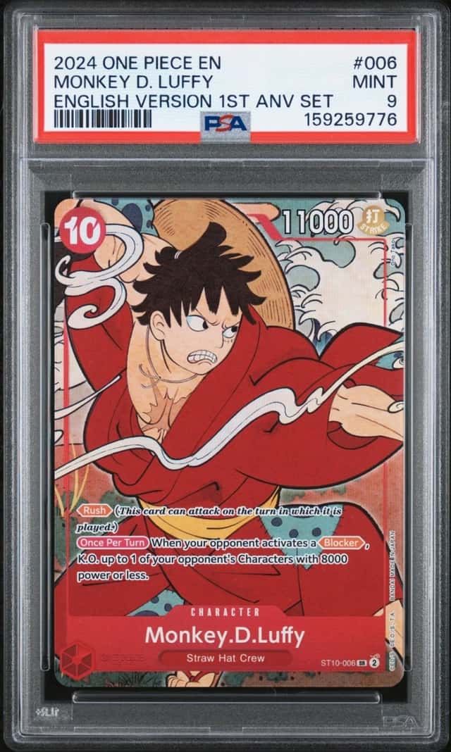 2024 ONE PIECE ENGLISH VERSION 1ST ANNIVERSARY SET #006 MONKEY D. LUFFY PSA 9