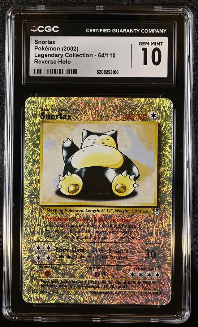 SNORLAX 2002 POKEMON LEGENDARY COLLECTION 64/110 RARE REVERSE HOLO CGC 10 Q7285