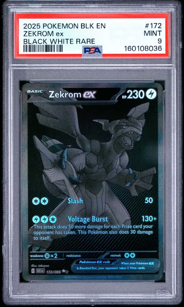 Zekrom ex PSA 9 172/086 2025 Sv: Black Bolt EN Black White Rare Holo