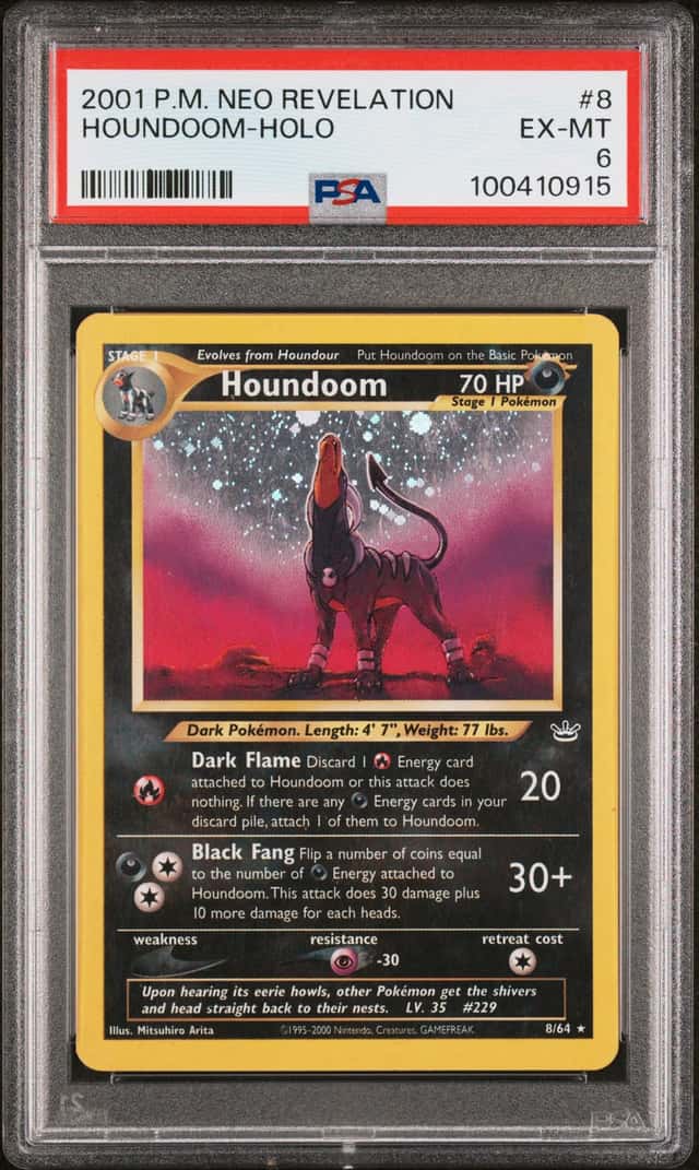 Pokémon 2001 Pokémon Neo Revelation Unlimited Houndoom #8 Holo PSA 6
