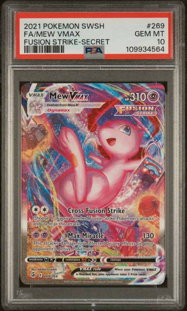 Pokemon TCG 2021 Fusion Strike Mew VMAX 269/264 Secret Holo Alt Art PSA 10