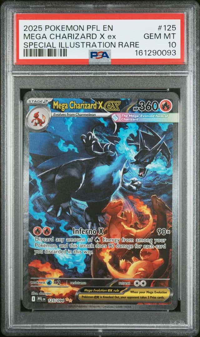 2025 Pokemon PFL EN Special Illustration Rare #125 Mega Charizard X ex PSA 10