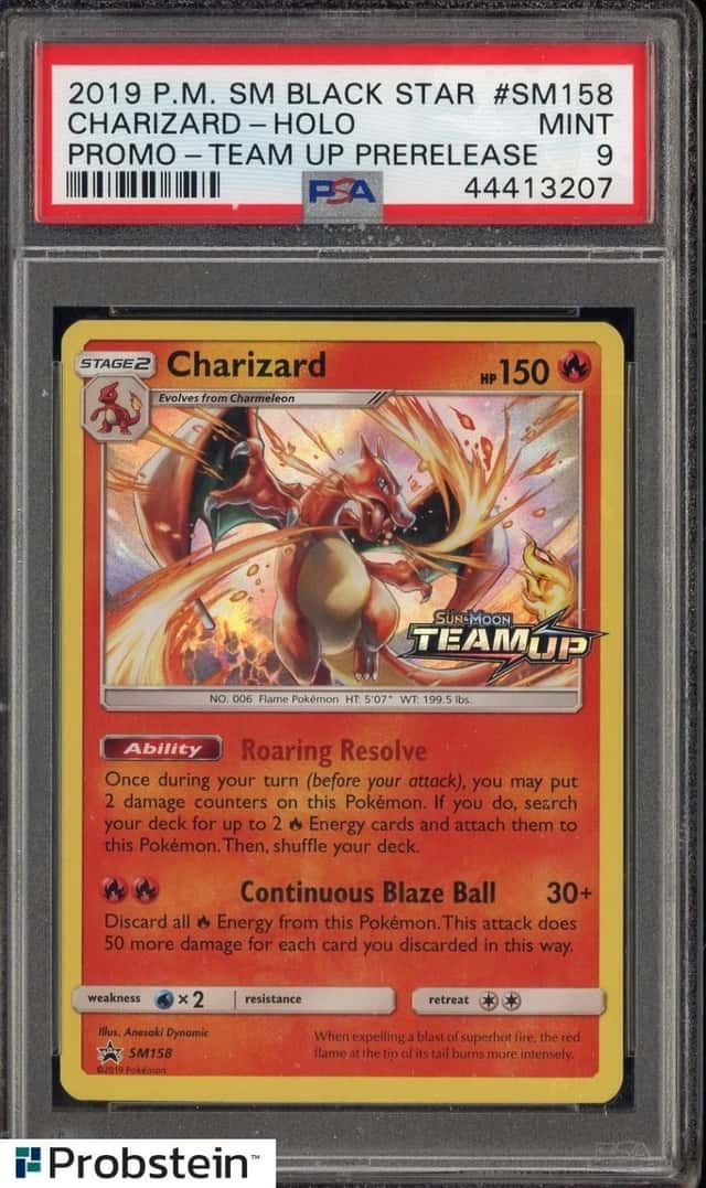 2019 Pokemon MS BSP Team Up Pre-Release #SM158 Charizard Holo PSA 9