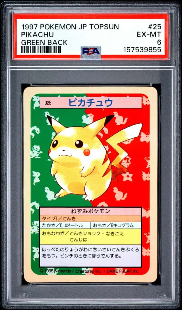 1997 POKEMON JAPANESE TOPSUN GREEN BACK #25 PIKACHU PSA 6
