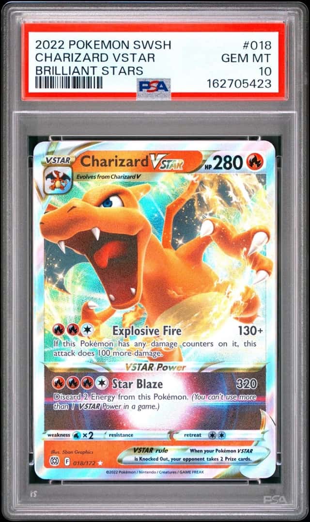 2022 POKEMON SWORD & SHIELD BRILLIANT STARS #018 CHARIZARD VSTAR PSA 10