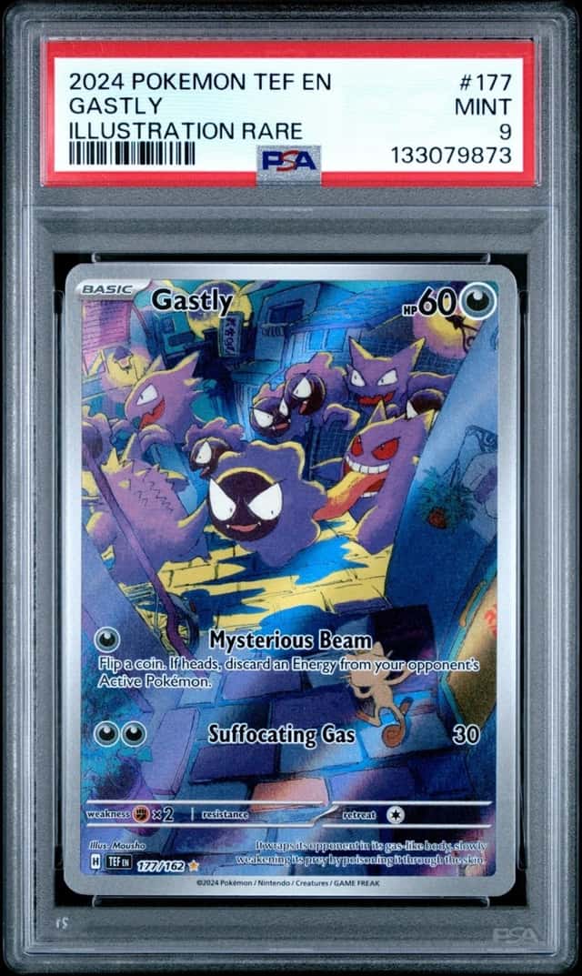 2024 POKEMON TEF EN-TEMPORAL FORCES ILLUSTRATION RARE #177 GASTLY PSA 9